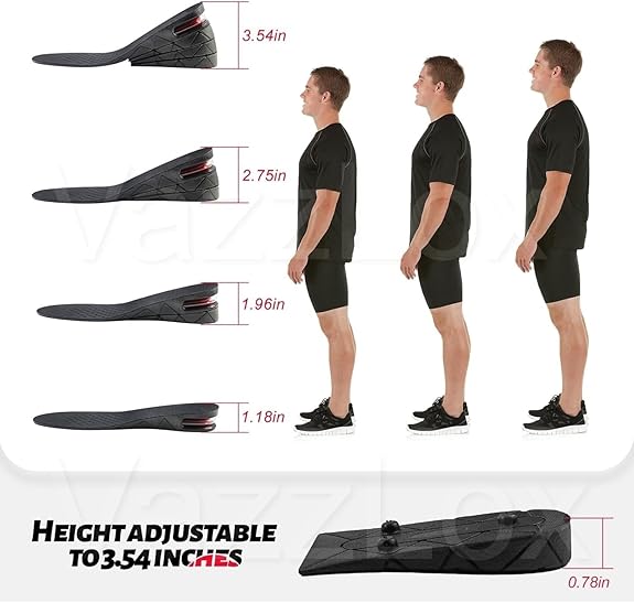 ByMummy 4-Layer Invisible Adjustable Height Increasing Insoles - Instant 3.5" Taller Shoe Lifts