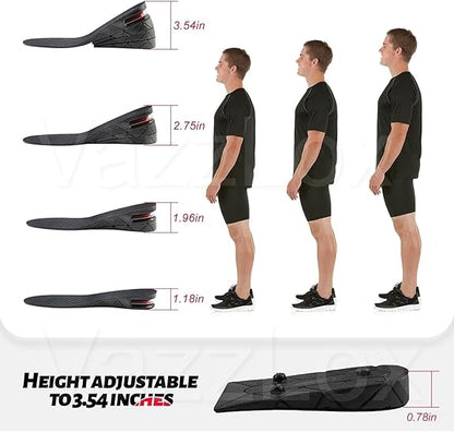ByMummy 4-Layer Invisible Adjustable Height Increasing Insoles - Instant 3.5" Taller Shoe Lifts