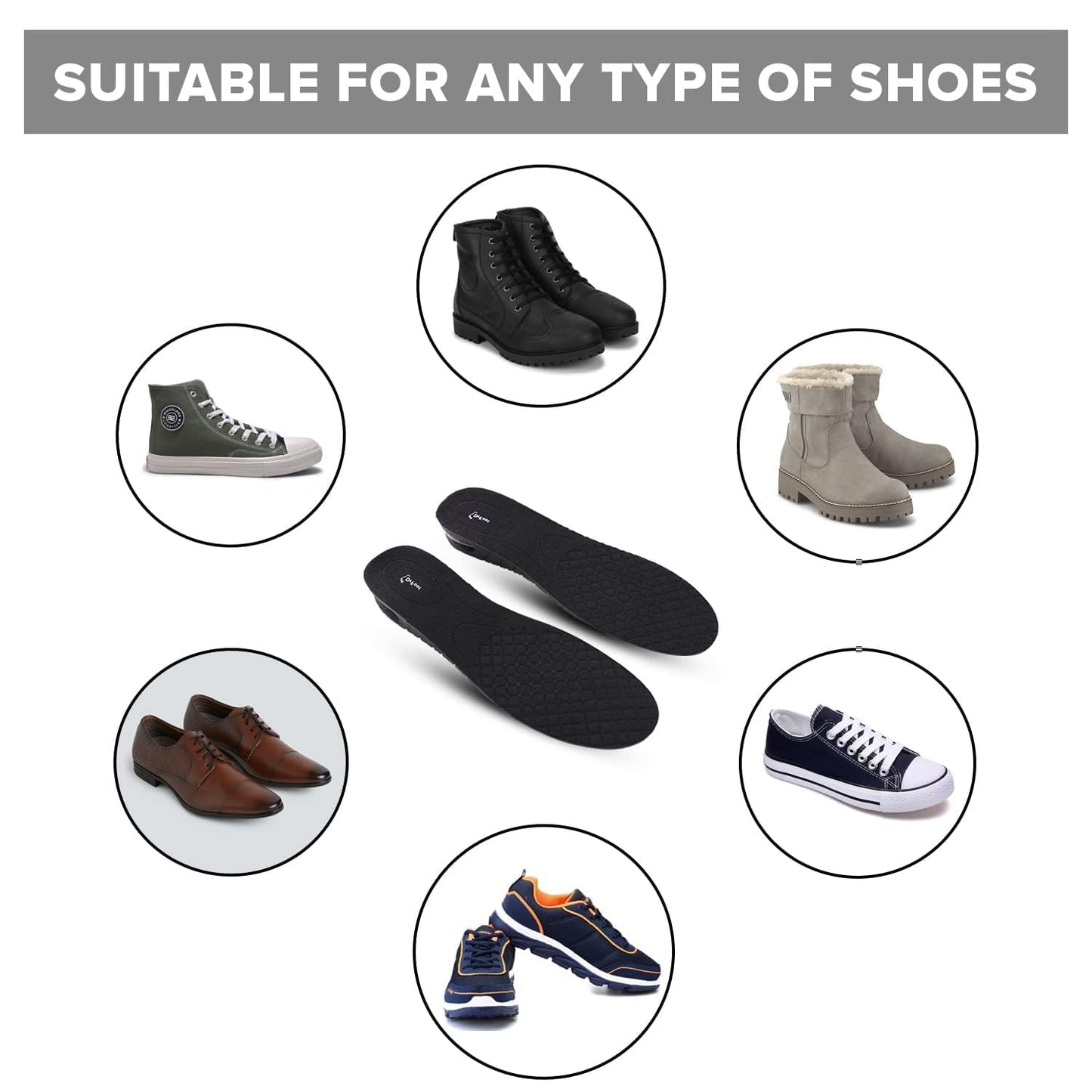 ByMummy 4-Layer Invisible Adjustable Height Increasing Insoles - Instant 3.5" Taller Shoe Lifts