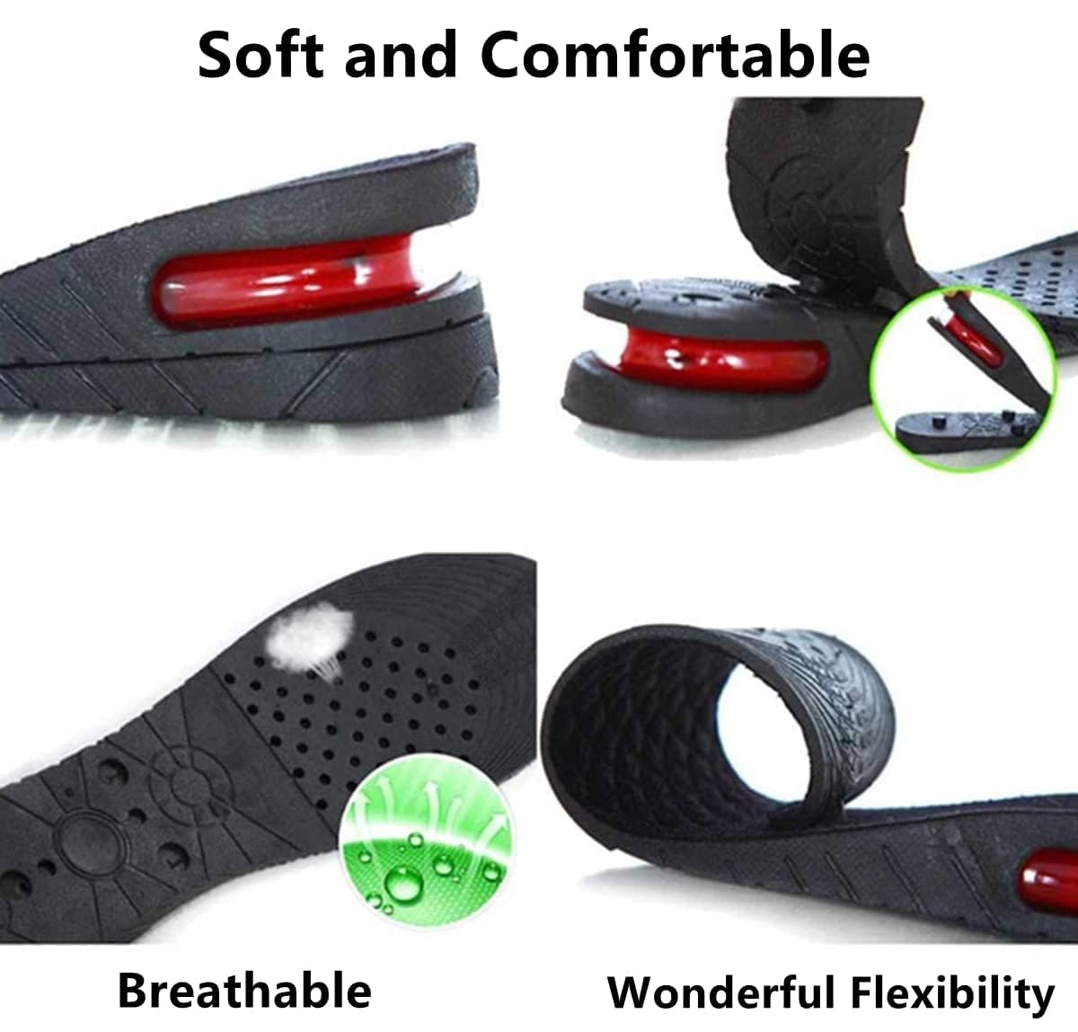 ByMummy 4-Layer Invisible Adjustable Height Increasing Insoles - Instant 3.5" Taller Shoe Lifts