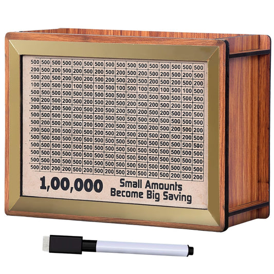 ₹2 Lakh Chandan Wood Modern Savings Box With Marker for Kids and Adults | Big Size Piggy Bank